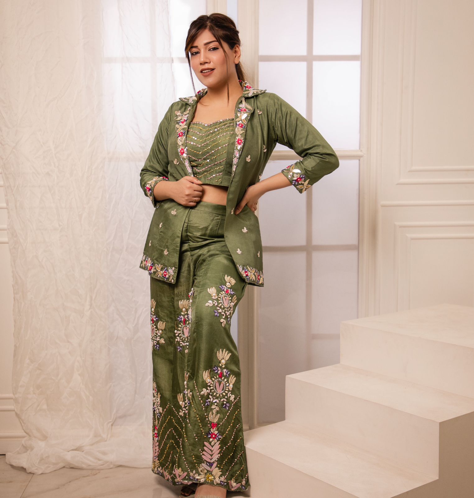 Olive Blossom Sharara Set - Image 5