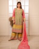 Noor Zari Suit Set – Olive Gulnaar