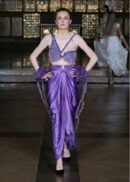 Luxury lilac hand-embroidered draped set from Cloud Devotion by Saanjh by Saloni. Featured at London Fashion Week 2026. Limited 25 pieces.